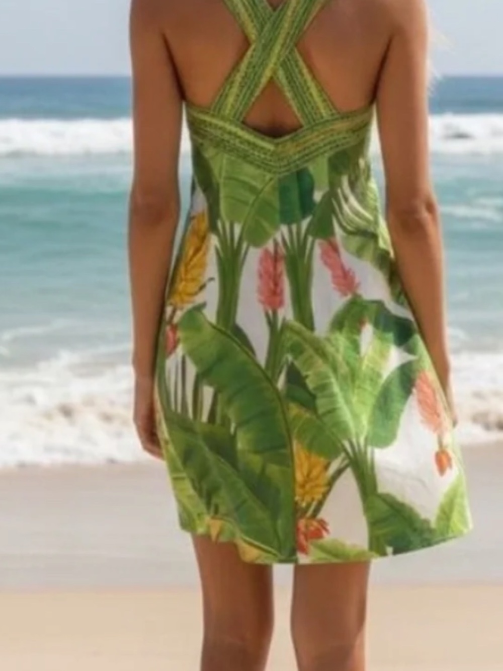 Farm Rio Fresh Forest Sweetheart-Neck Minidress L - Picture 7 of 9